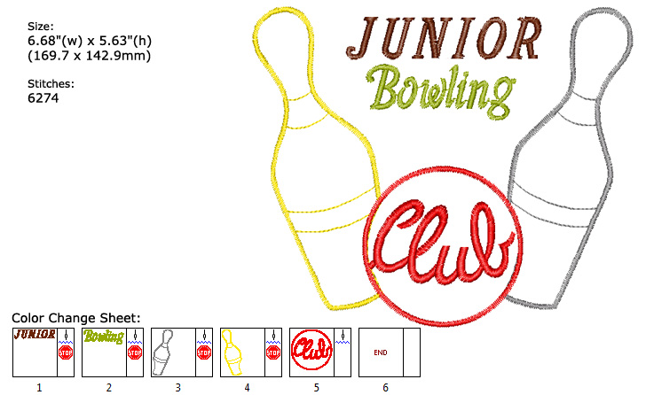 Bowling embroidery designs