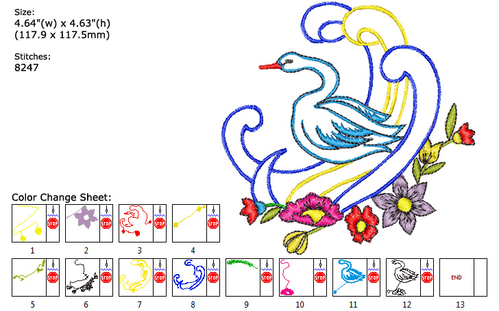 Swan embroidery designs