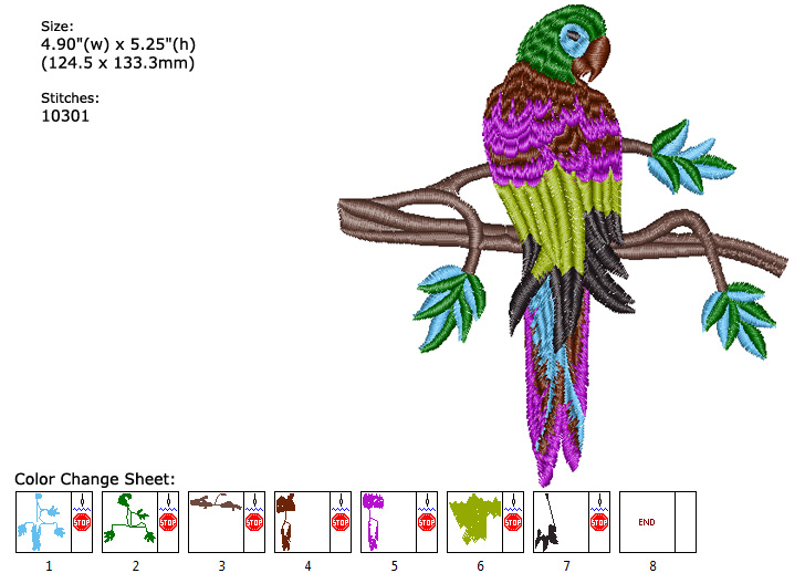 Parrot embroidery designs