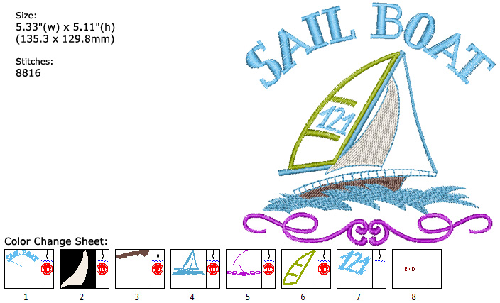 Sail Boat embroidery designs