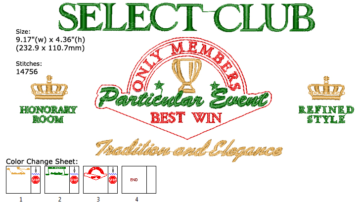 Select Club embroidery designs
