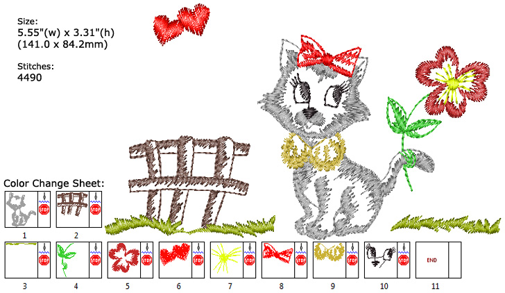Kitty embroidery designs