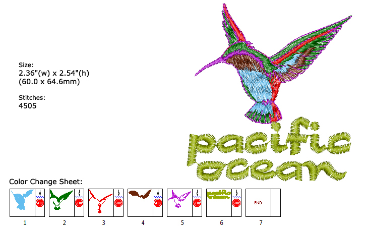 Hummingbird logo embroidery designs