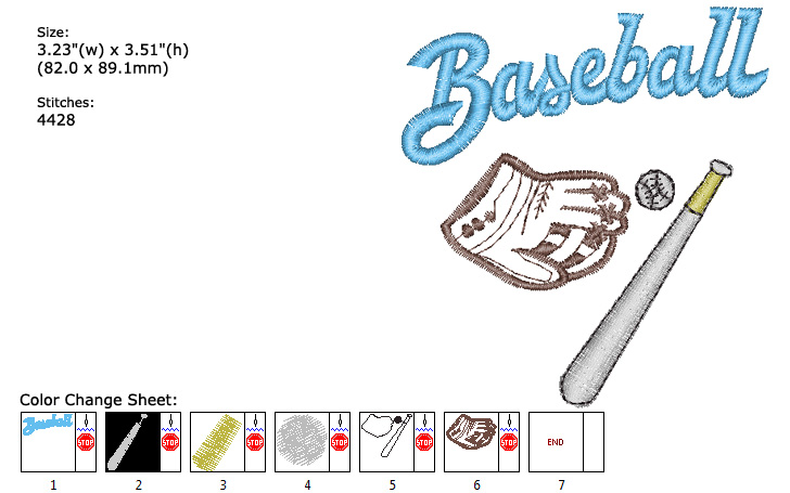 Baseball embroidery designs