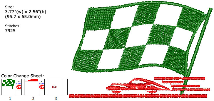 Racing embroidery designs