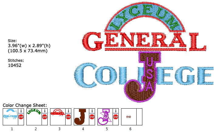 College embroidery designs