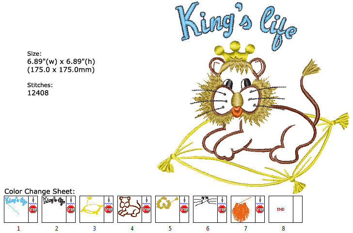 King's Life embroidery designs
