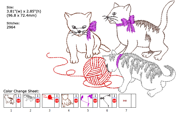 Kitties embroidery designs