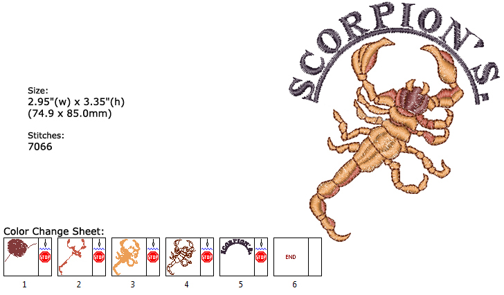 Scorpion's embroidery designs