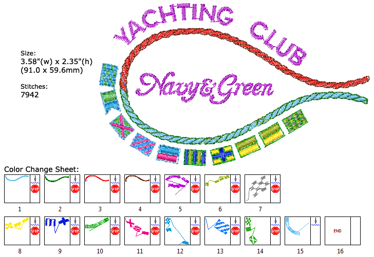 Yachting Club embroidery designs