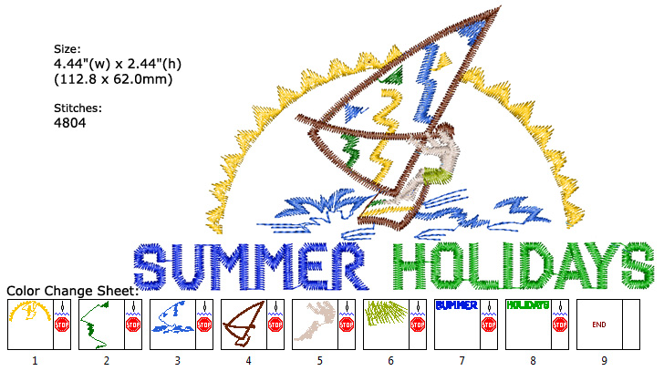 Summer Holidays embroidery designs