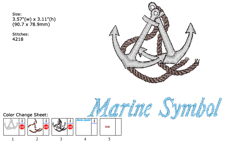 Marine Symbol embroidery designs