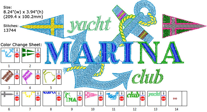 Marina Yacht embroidery designs