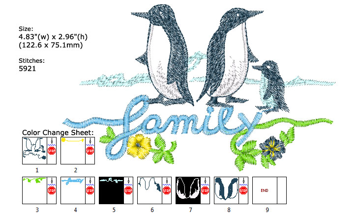 Penguins embroidery designs