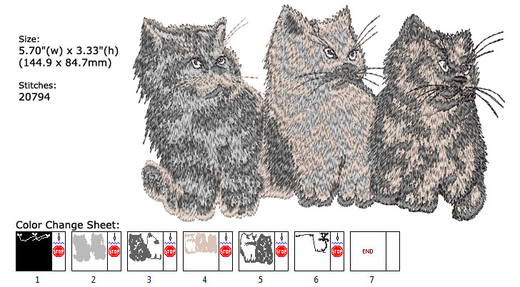 Kitties embroidery designs