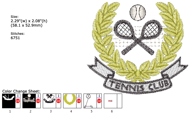 Tennis embroidery designs