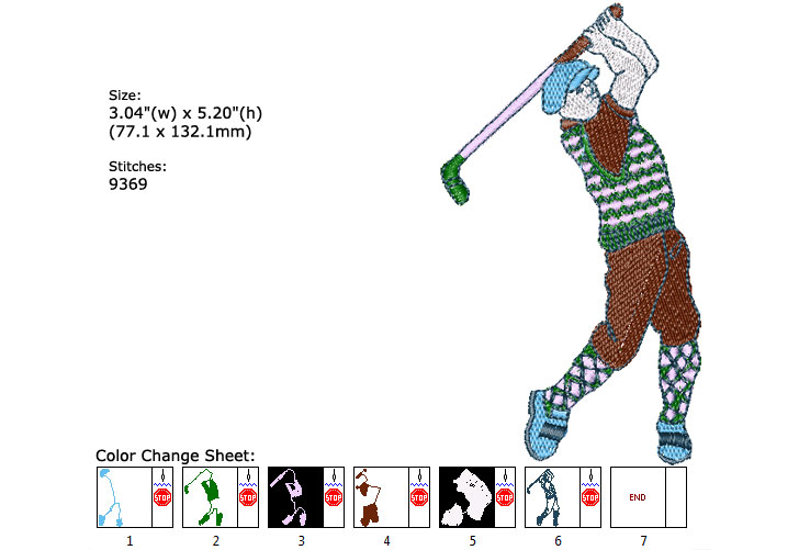 Golf embroidery designs