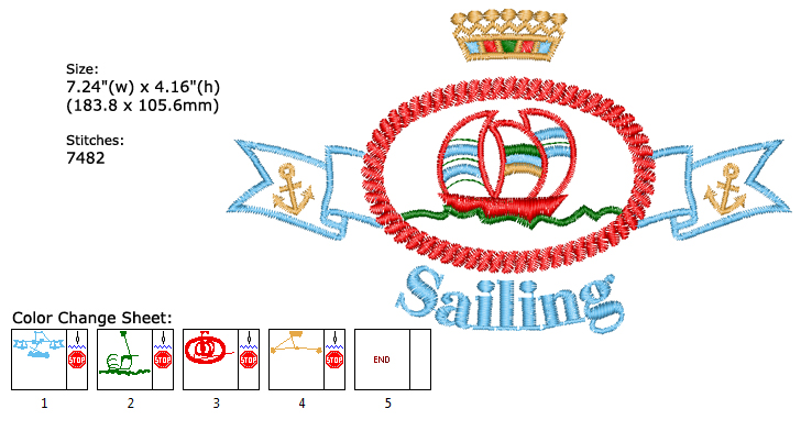 Sailing embroidery designs
