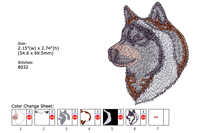 Wolf embroidery designs