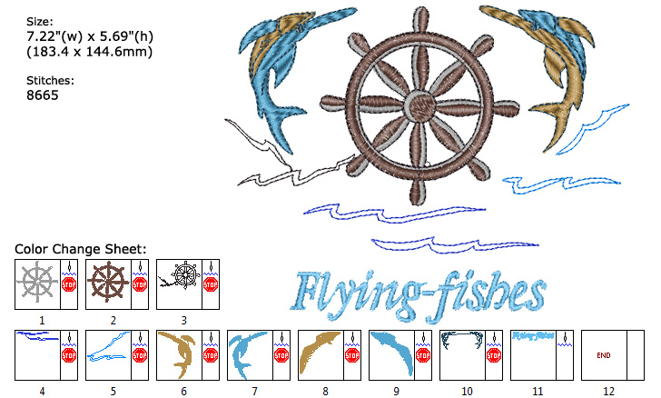 Flying Fishes embroidery designs