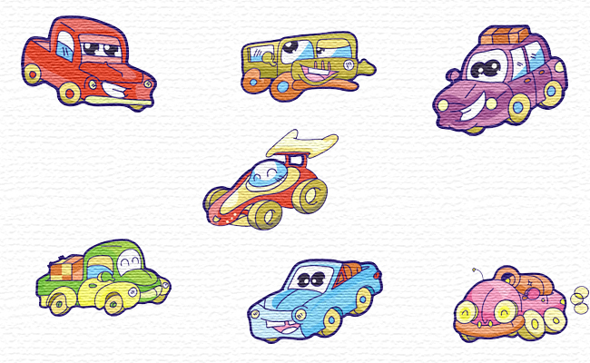 Living Cars embroidery designs