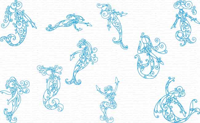Mermaids embroidery designs