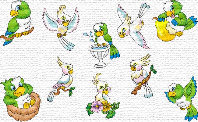 Parrots embroidery designs