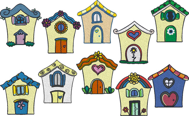 Houses embroidery designs