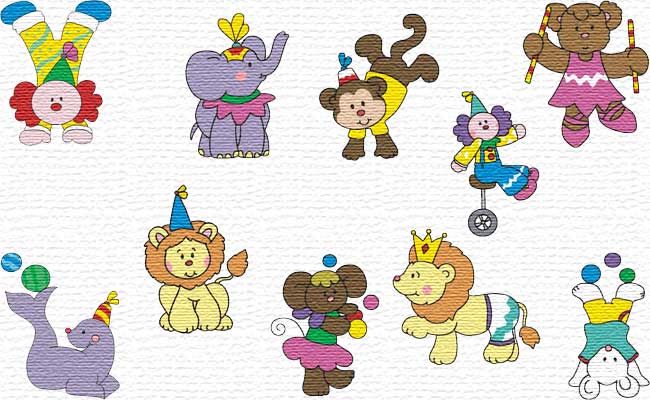 Circus embroidery designs