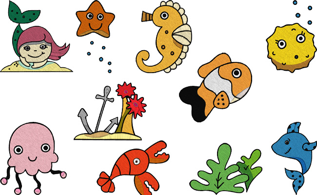 Sea Friends embroidery designs