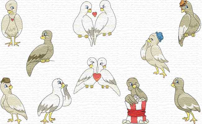 Cute Doves embroidery designs