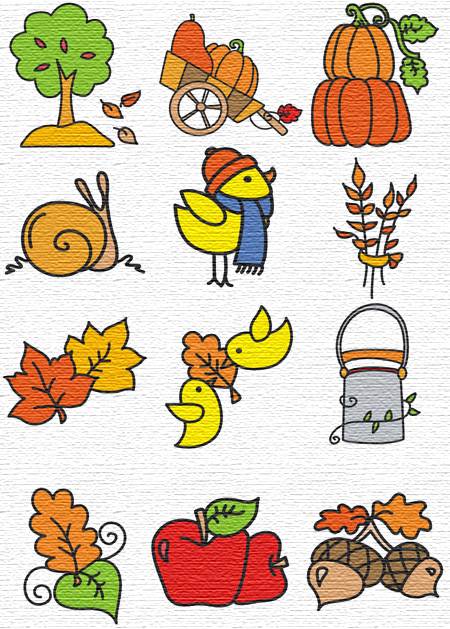 Fall Time embroidery designs