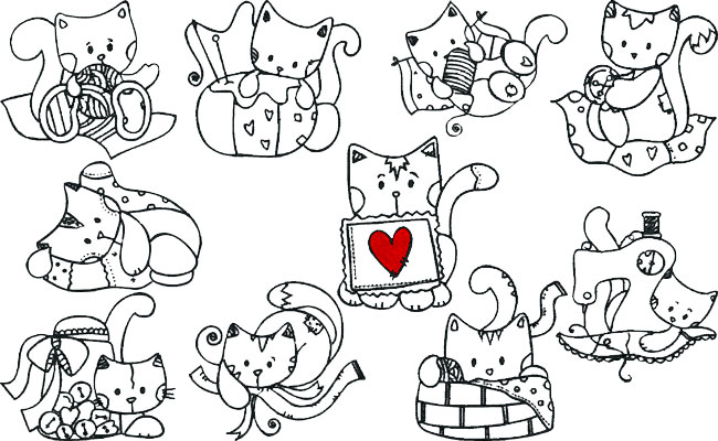 Sewing Kitty embroidery designs