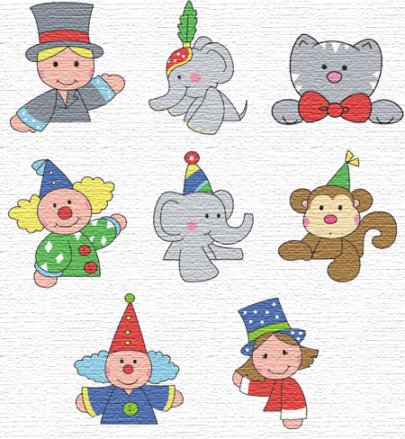 Circus embroidery designs