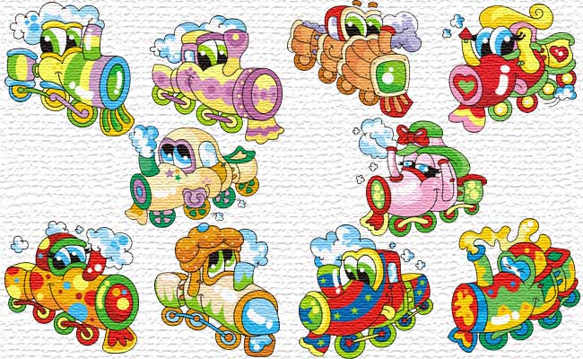 Living Trains embroidery designs