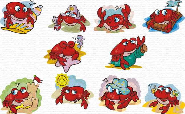 Crabs embroidery designs