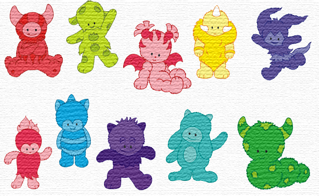 Monsters embroidery designs