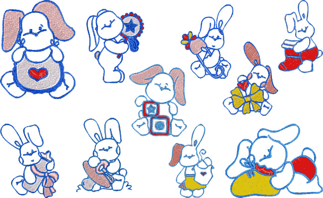 Bunnies embroidery designs