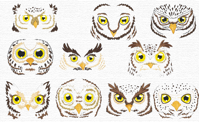 Owls embroidery designs