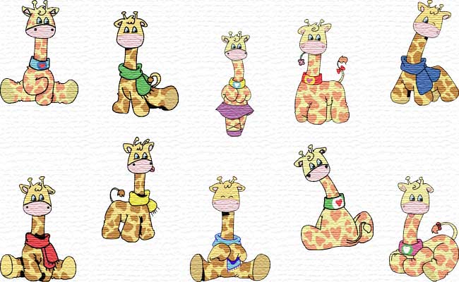 Giraffes embroidery designs