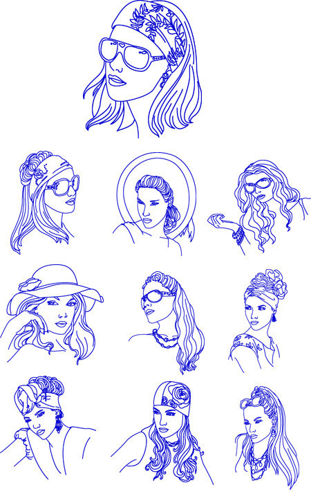 lady embroidery designs