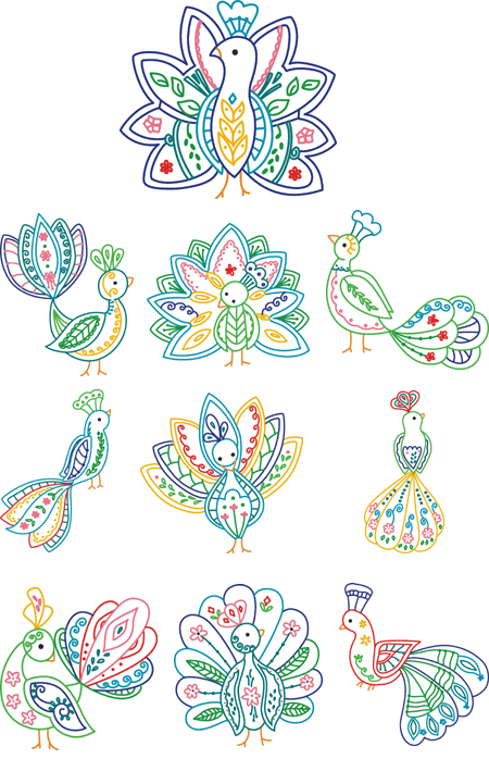 peacock embroidery designs