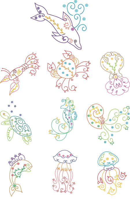 sea embroidery designs