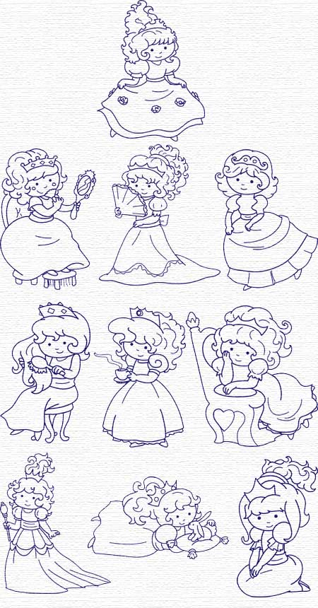 princess embroidery designs