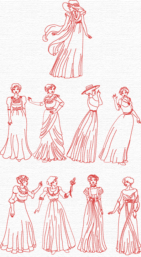 lady embroidery designs