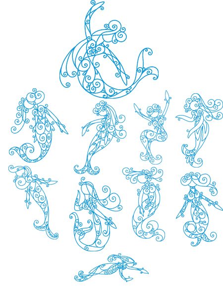 mermaid embroidery designs