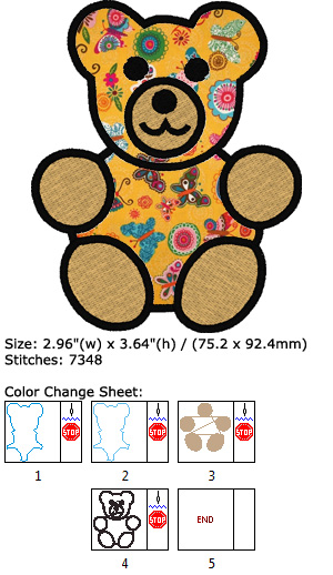 Bear Applique embroidery design
