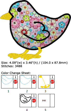 Bird Applique embroidery design