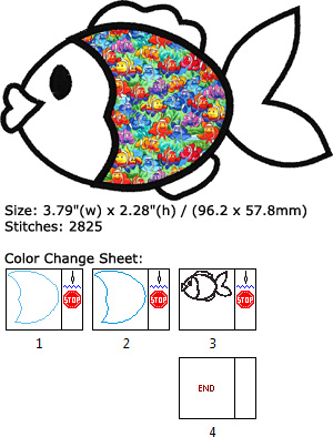 Fish Applique embroidery design