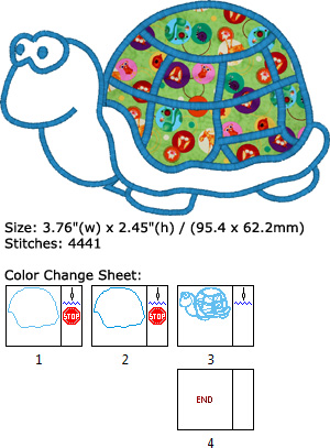 Turtle Applique embroidery design